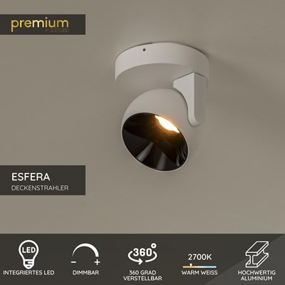 Lucide ESFERA - Deckenstrahler - LED Dim. - 1x11W 2700K - Weiß | Premium